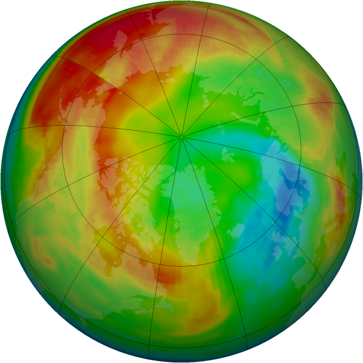 Arctic ozone map for 11 February 1984